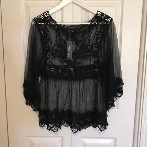 Black Lace Overlay Top